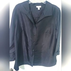 Charter Club Woman 1X Black Button Down Dressy Polished Shirt